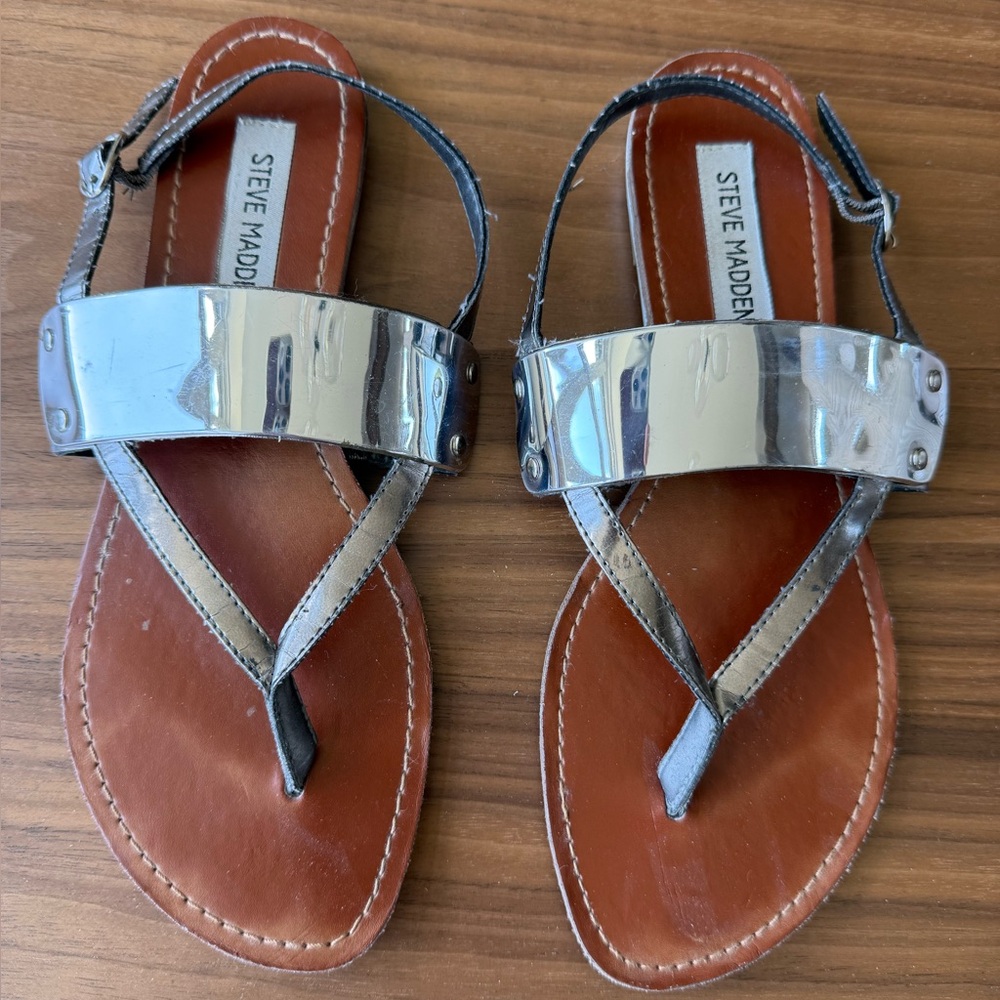 Steve Madden Silver Sandals- Size 8.5